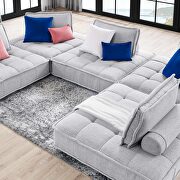 Tufted fabric upholstery modular design 5-piece sofa in light gray finish by Modway additional picture 9