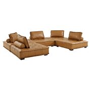 Tufted vegan leather modular design 5-piece sofa in tan finish by Modway additional picture 2