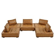 Tufted vegan leather modular design 5-piece sofa in tan finish by Modway additional picture 3