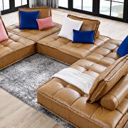 Tufted vegan leather modular design 5-piece sofa in tan finish by Modway additional picture 8