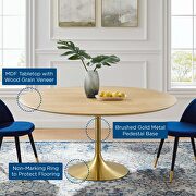 Wood dining table in gold natural by Modway additional picture 2