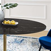 Oval artificial marble dining table in gold black additional photo 2 of 5