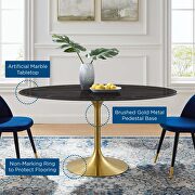 Oval artificial marble dining table in gold black by Modway additional picture 3