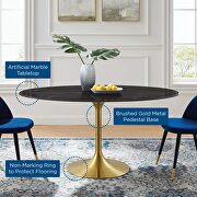 Oval artificial marble dining table in gold black additional photo 3 of 5