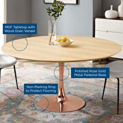 Wood dining table in rose natural by Modway additional picture 2