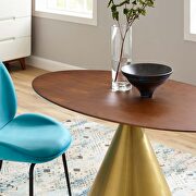 Oval dining table in gold walnut by Modway additional picture 3