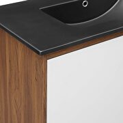 Wall-mount bathroom walnut vanity w/ black rectangular sink basin by Modway additional picture 8