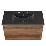 Wall-mount bathroom walnut vanity w/ black sink basin by Modway additional picture 7
