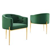 Emerald finish tufted performance velvet accent chairs/ set of 2 additional photo 3 of 8