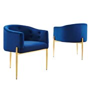 Navy finish tufted performance velvet accent chairs/ set of 2 by Modway additional picture 3