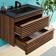 Wall-mount bathroom vanity in walnut black by Modway additional picture 2