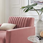 Channel tufted performance velvet armchair in dusty rose additional photo 3 of 6