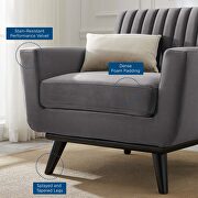 Channel tufted performance velvet armchair in gray additional photo 2 of 6