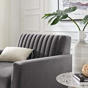 Channel tufted performance velvet armchair in gray additional photo 3 of 6