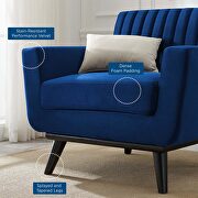 Channel tufted performance velvet armchair in navy additional photo 2 of 6