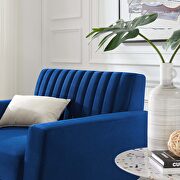 Channel tufted performance velvet armchair in navy additional photo 3 of 6