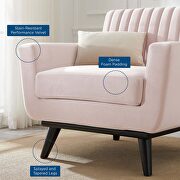 Channel tufted performance velvet armchair in pink additional photo 2 of 6