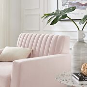 Channel tufted performance velvet armchair in pink additional photo 3 of 6