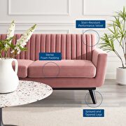 Channel tufted performance velvet loveseat in dusty rose additional photo 2 of 6