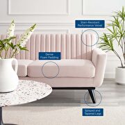 Channel tufted performance velvet loveseat in pink by Modway additional picture 2