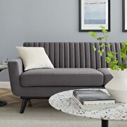 Channel tufted performance velvet sofa in gray additional photo 3 of 6