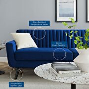Channel tufted performance velvet sofa in navy additional photo 2 of 6