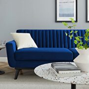 Channel tufted performance velvet sofa in navy additional photo 3 of 6