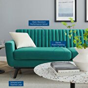 Channel tufted performance velvet sofa in teal additional photo 2 of 6