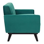 Channel tufted performance velvet sofa in teal additional photo 4 of 6