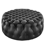 Black finish button tufted performance velvet large round ottoman by Modway additional picture 2