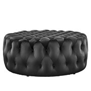 Black finish button tufted performance velvet large round ottoman by Modway additional picture 4