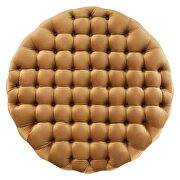 Cognac finish button tufted performance velvet large round ottoman by Modway additional picture 3