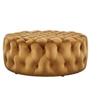 Cognac finish button tufted performance velvet large round ottoman by Modway additional picture 4