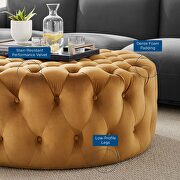 Cognac finish button tufted performance velvet large round ottoman by Modway additional picture 6