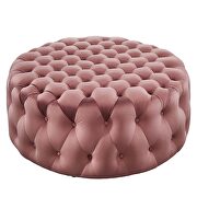 Dusty rose finish button tufted performance velvet large round ottoman by Modway additional picture 2