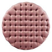 Dusty rose finish button tufted performance velvet large round ottoman by Modway additional picture 3