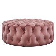 Dusty rose finish button tufted performance velvet large round ottoman by Modway additional picture 4