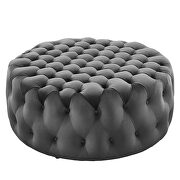 Gray finish button tufted performance velvet large round ottoman by Modway additional picture 2