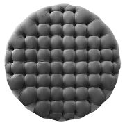 Gray finish button tufted performance velvet large round ottoman by Modway additional picture 3