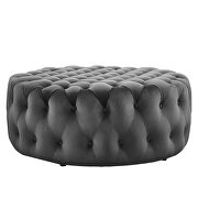 Gray finish button tufted performance velvet large round ottoman by Modway additional picture 4