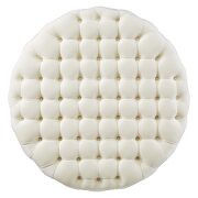 Ivory finish button tufted performance velvet large round ottoman by Modway additional picture 3
