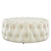 Ivory finish button tufted performance velvet large round ottoman by Modway additional picture 4