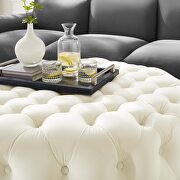 Ivory finish button tufted performance velvet large round ottoman by Modway additional picture 5