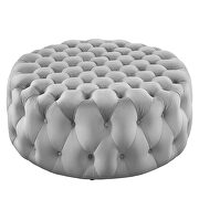 Light gray finish button tufted performance velvet large round ottoman by Modway additional picture 2