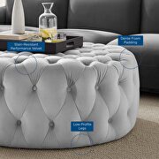 Light gray finish button tufted performance velvet large round ottoman by Modway additional picture 6