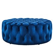 Navy finish button tufted performance velvet large round ottoman by Modway additional picture 4