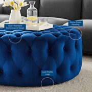 Navy finish button tufted performance velvet large round ottoman by Modway additional picture 6