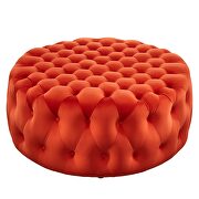 Orange finish button tufted performance velvet large round ottoman by Modway additional picture 2