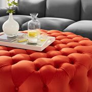 Orange finish button tufted performance velvet large round ottoman by Modway additional picture 5
