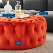 Orange finish button tufted performance velvet large round ottoman by Modway additional picture 6